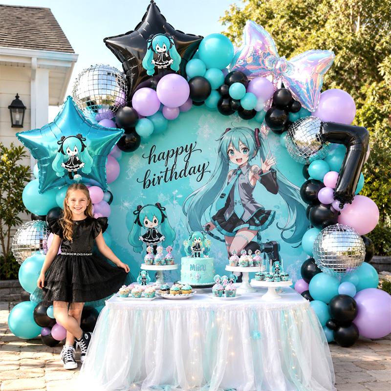 Model Kit Hatsune Miku - Kit Dekorasi Pesta Ulang Tahun untuk
